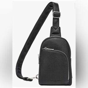 Black Leather Sling Bag